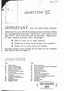 Bell and Howell 418 manual. Camera Instructions.